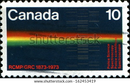 CANADA - CIRCA 1973: A stamp printed in Canada devoted Police Science, Spectroscopy, circa 1973