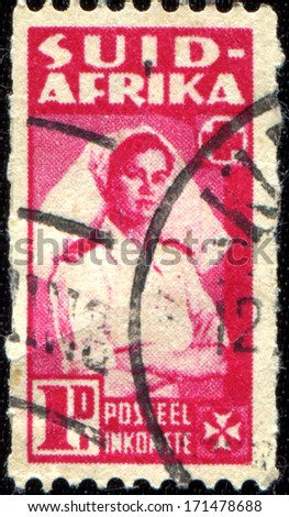 SOUTH AFRICA - CIRCA 1942: A stamp printed in South Africa shows Nurse Bilingual