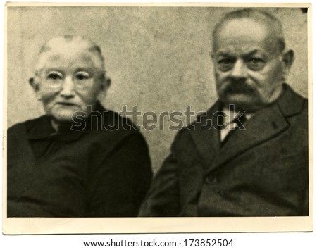 GERMANY - 1920s: An antique photo shows studio portrait of an elderly couple