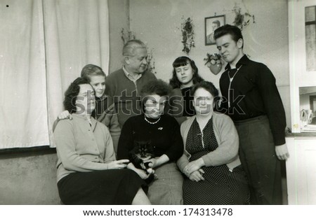 GERMANY, HASELAU -  CIRCA 1950s: An antique photo shows big family