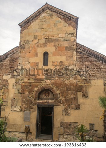 TBILISI, GEORGIA - April 29,  2014: Anchiskhati Church of Saint Mary is the oldest surviving church in Old Tbilisi, Georgia. It belongs to the Georgian Orthodox Church and dates from the sixth century