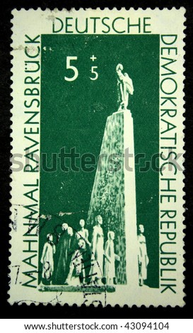 GERMANY - CIRCA 1950: A stamp printed by Germany (Democratischer Republik. East Germany,) shows monument in the Concentration camp Ravensbruck circa 1950.