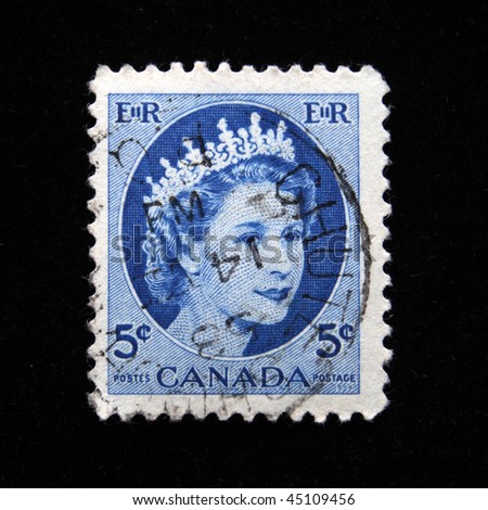 Canada - Circa 1954: A Stamp Printed In Canada Shows Queen Elizabeth Ii 