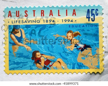 AUSTRALIA - CIRCA 1994: A stamp printed in Australia shows lessons to teach swimming, circa 1994