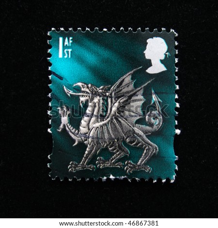 BRITISH - CIRCA 1990s: A stamp printed in United Kingdom shows Wells dragon, circa 1990s
