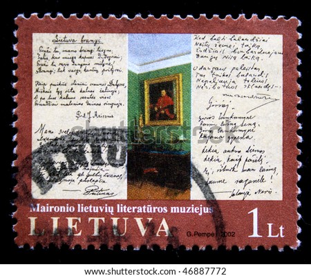 Lithuania - CIRCA 2002: A stamp printed in Lithuania shows Maironio Lithuanian Literature Museum, circa 2002