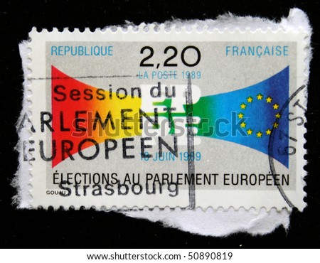 FRANCE - CIRCA 1989: A stamp printed in France devoted Elections to Eropean Parlament, circa 1989