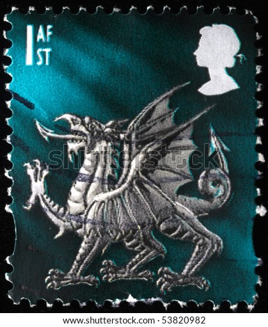 BRITISH - CIRCA 1990s: A stamp printed in United Kingdom shows Wells dragon, circa 1990s