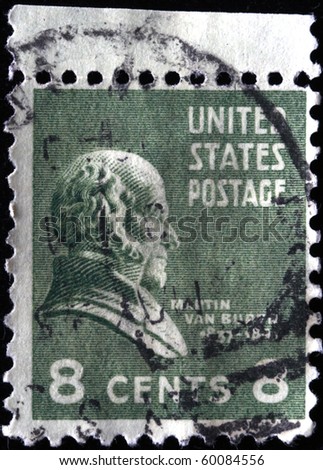 UNITED STATES OF AMERICA - CIRCA 1931: A stamp printed in the USA shows image of President Martin Van Buren, circa 1931