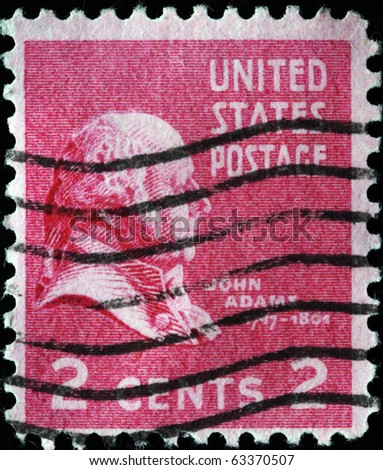 UNITED STATES OF AMERICA - CIRCA 1938: A stamp printed in the USA shows image of President John Adams, circa 1938