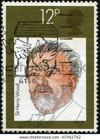 UNITED KINGDOM - CIRCA 1980: A stamp printed in United Kingdom shows Sir Henry Joseph Wood, circa 1980