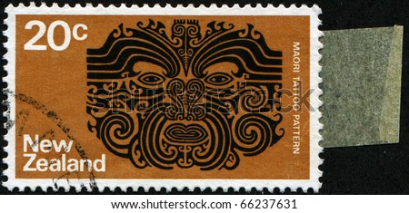 NEW ZEALAND - CIRCA 1970: A stamp printed in New Zealand shows Maori tattoo pattern, circa 1970