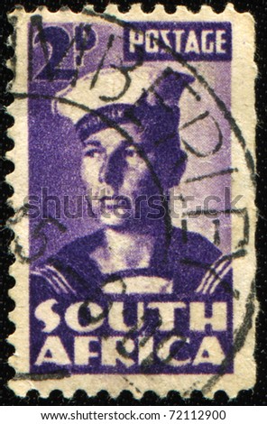 SOUTH AFRICA - CIRCA 1942: A stamp printed in the Union of South Africa shows sailor (portrait of Clive Edward Peter), circa 1942.
