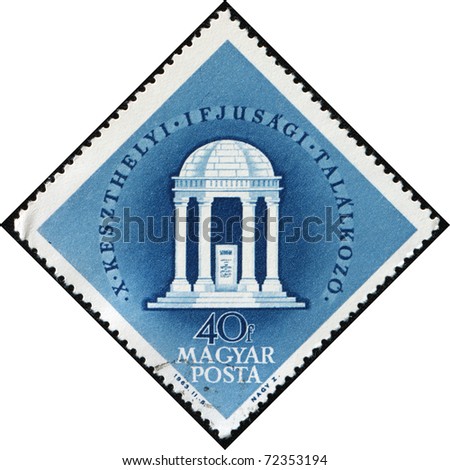 HUNGARY - CIRCA 1963: A post stamp printed in Hungary honoring Youth Meeting in Keszthelyi, circa  1963