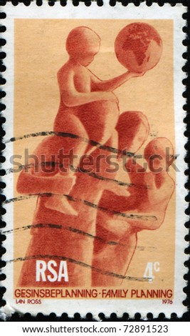 SOUTH AFRICA - CIRCA 1976: A stamp printed in South Africa honoring Family planing, circa 1976