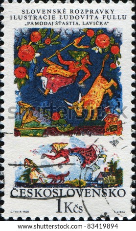 CZECHOSLOVAKIA - CIRCA 1968: A stamp printed in Czechoslovakia shows illustration to Slovak Fairy Tales 