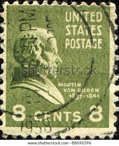 UNITED STATES OF AMERICA - CIRCA 1931: A stamp printed in the USA shows image of President Martin Van Buren, circa 1931