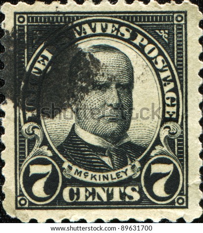 UNITED STATES OF AMERICA - CIRCA 1899: A stamp printed in the USA shows President McKinley, circa 1899
