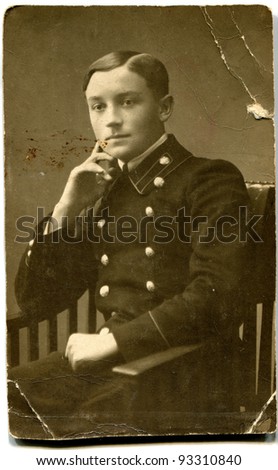 RUSSIA - CIRCA end of the XIX - the beginning of XX century: man in uniform in the armchair, Russian Empire