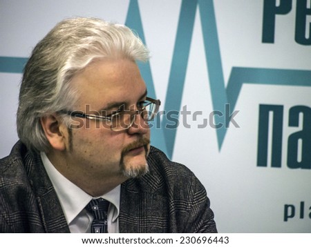 KIEV, UKRAINE - November 14, 2014:Associate Professor, Institute of International Relations of Kyiv National Taras Shevchenko University Mikola Gnatovsky