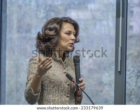 KIEV, UKRAINE - November 14, 2014: Natalia Agafonova, Verkhovna Rada deputy of the party BLOW