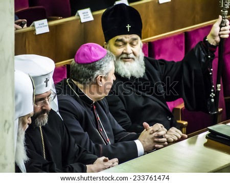 KIEV, UKRAINE - November 27, 2014: In the opening of Parliament attended the religious leaders of the country