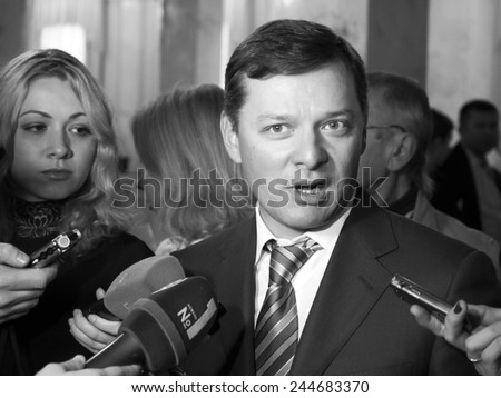 KIEV, UKRAINE - January 16, 2015: The leader of Radical party Oleg Lyashko gives interview.