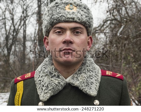 KIEV, UKRAINE - January 29, 2015: Guard of honor -- Ukrainian politicinas attended the ceremony Kruty Heroes, young guys who on this day in 1918 near the station Kruty in Chernihiv region