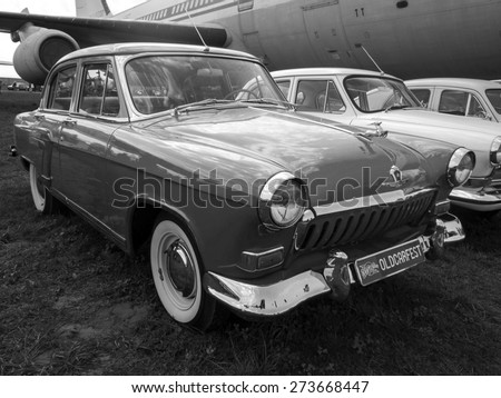 KIEV, UKRAINE - April 25, 2015: Car \'\'Volga\'\' GAZ-21 -- The Retro OldCarFest is the biggest retro cars festival held in Kiev, and covers the State Aviation Museum grounds.