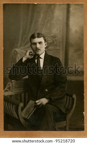 USSR - CIRCA 1927: An antique photo shows man in a business suit,  circa 1927
