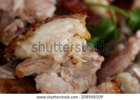 Close up of lard, Streaky Pork dish, Pork Belly Roast recipe, German Pork Hocks