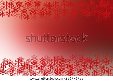 Abstract red and white christmas background with snow flakes frame.