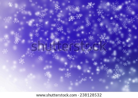 Snow falling on blue and white background.