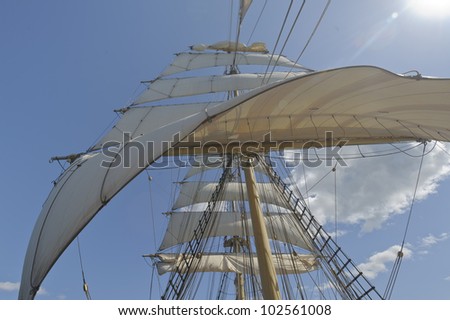 Brig in full sail