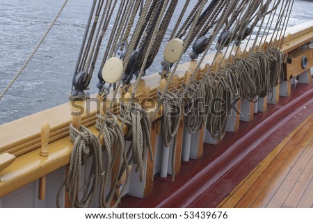 Sailing ship deck and rigging