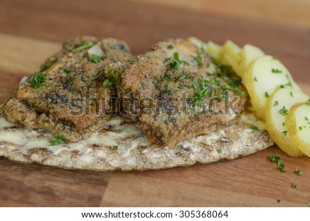 Pickled fried herring on crispbread