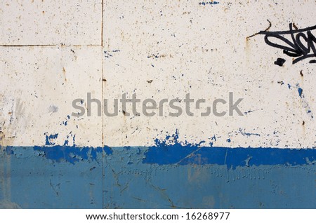 white dark blue rusty background, the metal painted wall