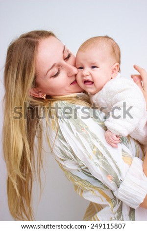 Portrait sensual mom and baby together