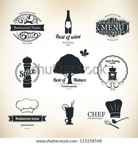 Label set for restaurant and cafe Label set for restaurant and cafe