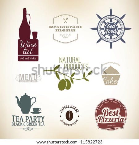 Vintage label set for restaurant and cafe Vintage label set for restaurant and cafe