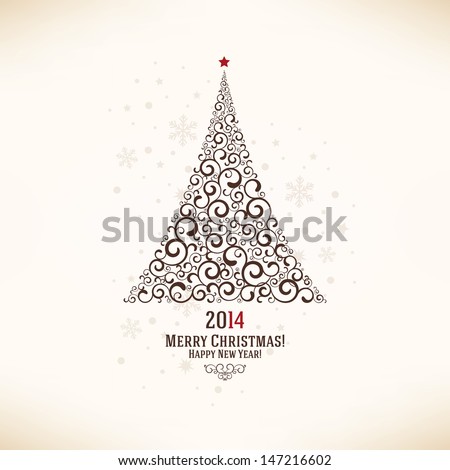 Christmas And New Year. Vector Greeting Card