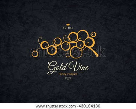 Vintage logotype for winery, vineyard, wine shop, wine list. Food and drinks logotype symbol design. Crumpled vintage paper background