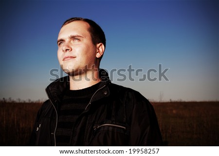 Guy portrait on blue background