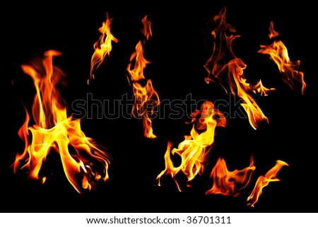 Fire Template Isolated On Black Background Stock Photo 36701311