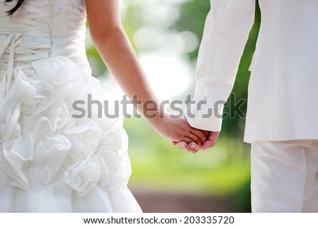 Asian couple with pre wedding scene out door background.