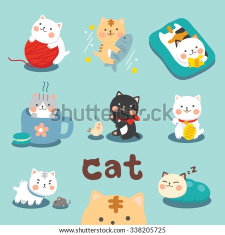 Set Cute Cat
