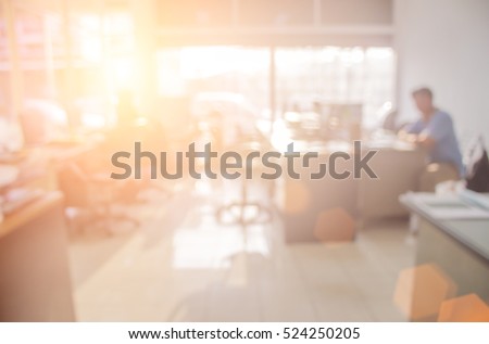 Businessmen blur in the workplace or work space of table work in office with computer or shallow depth of focus of abstract background.
