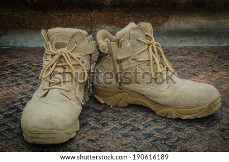 Pair of dirty work boots