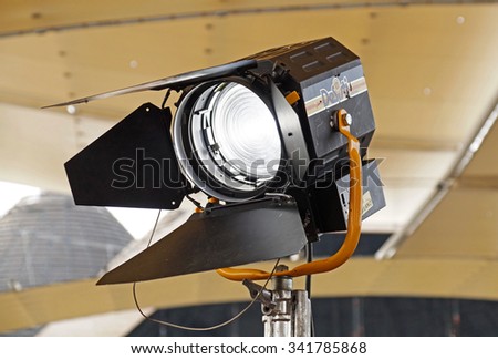 MILAN , ITALY - 26 October 2015 : Beacon to light a movie set. it is always necessary in order to obtain high quality images duty to illuminate the scene