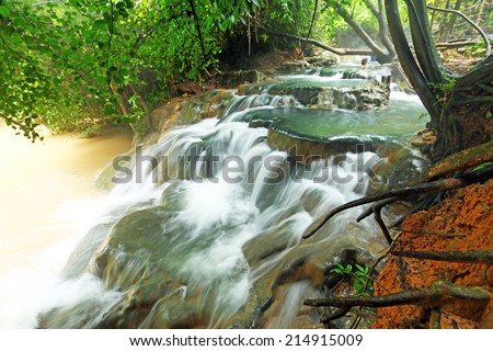 KRABI, THAILAND - AUGUST 25, 2014 Hot Spring Waterfall in Krabi,Thailand